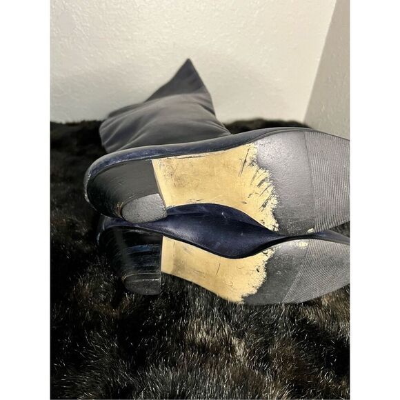 Women's Boots Winter blue tall 39 8.5 Boots Oswald Leather Braun Vintage 80s Bo - Picture 4 of 4